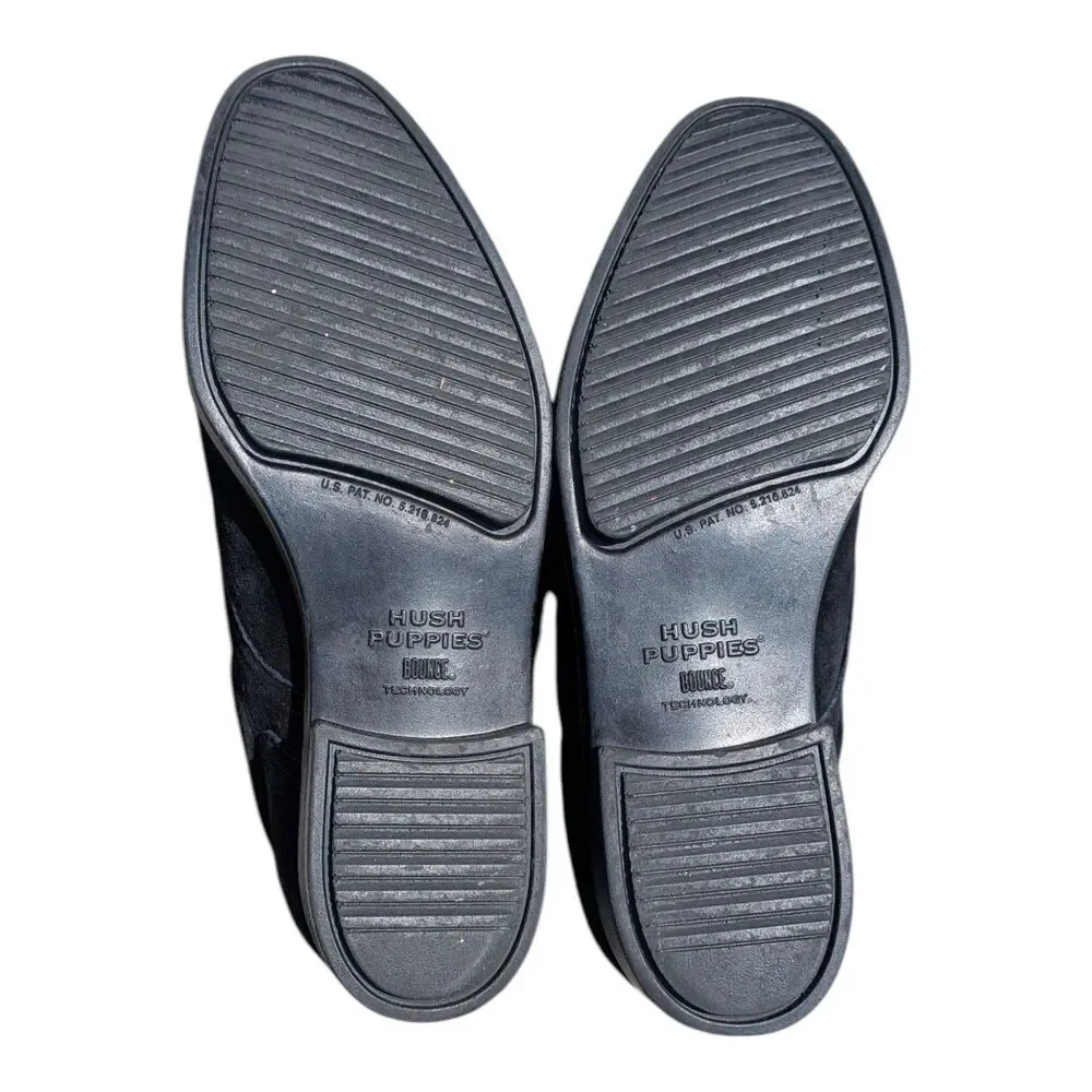 Hush Puppies Bounce Black Suede Monk Strap Loafers Shoes Mens 8.5 Comfort Classy